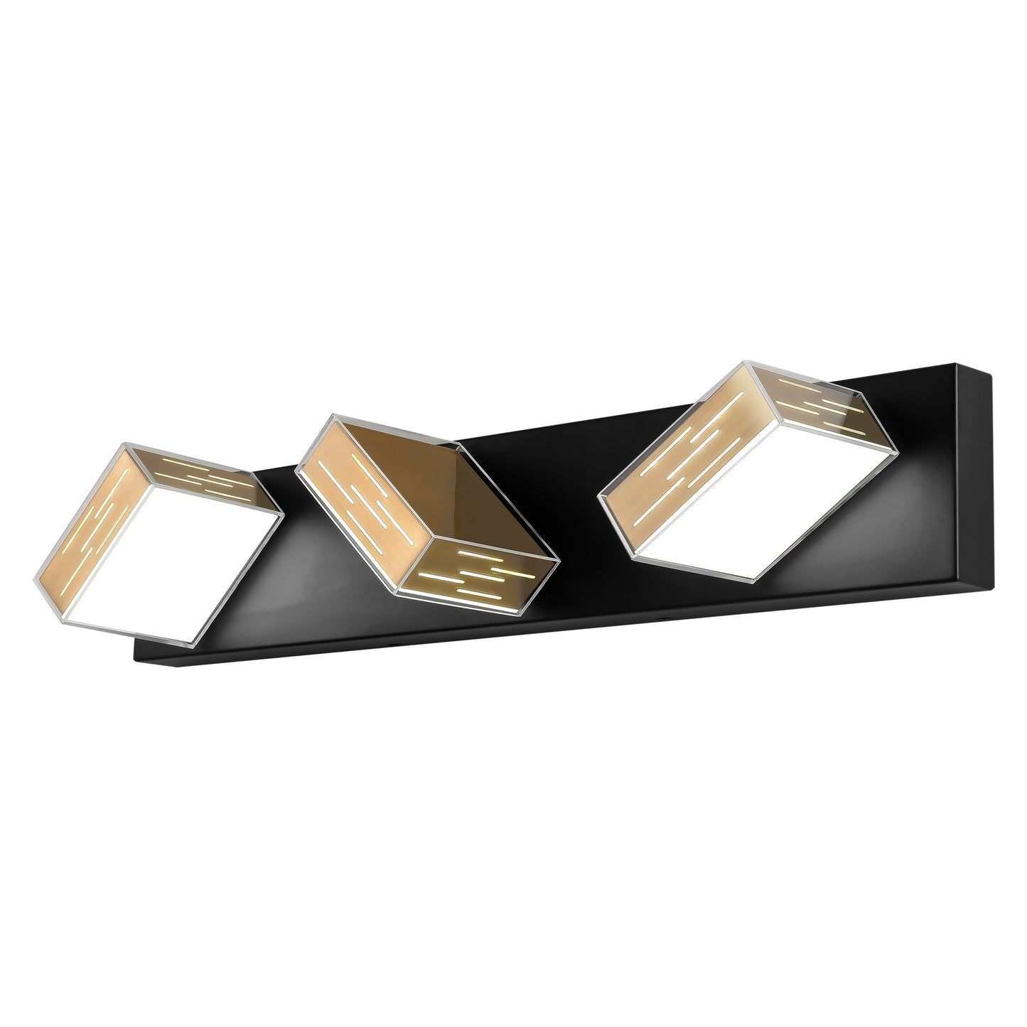 WOSBO Bathroom Vanity Light Fixture, Dimmable LED Modern Golden Black Matte Wall Lighting Over Mirror 3 Lights