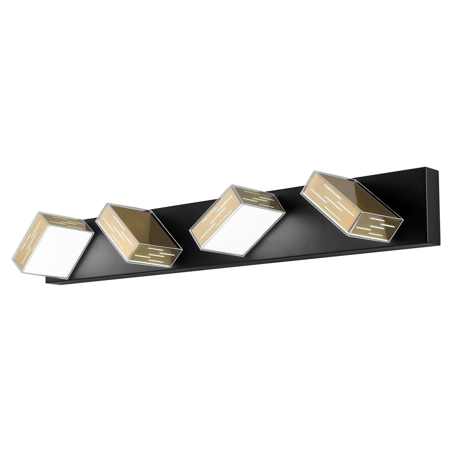 WOSBO Bathroom Vanity Light Dimmable LED Gold Copper Black Wall Light Fixture for Bathroom Over Mirror 4 Lights
