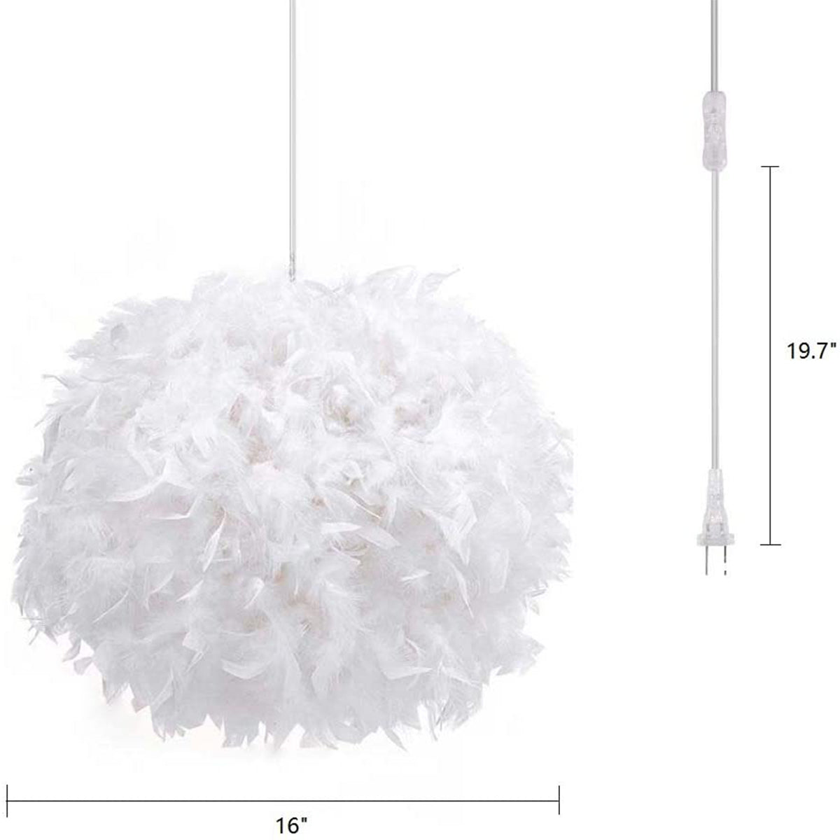 White Feather Plug in Pendant Light