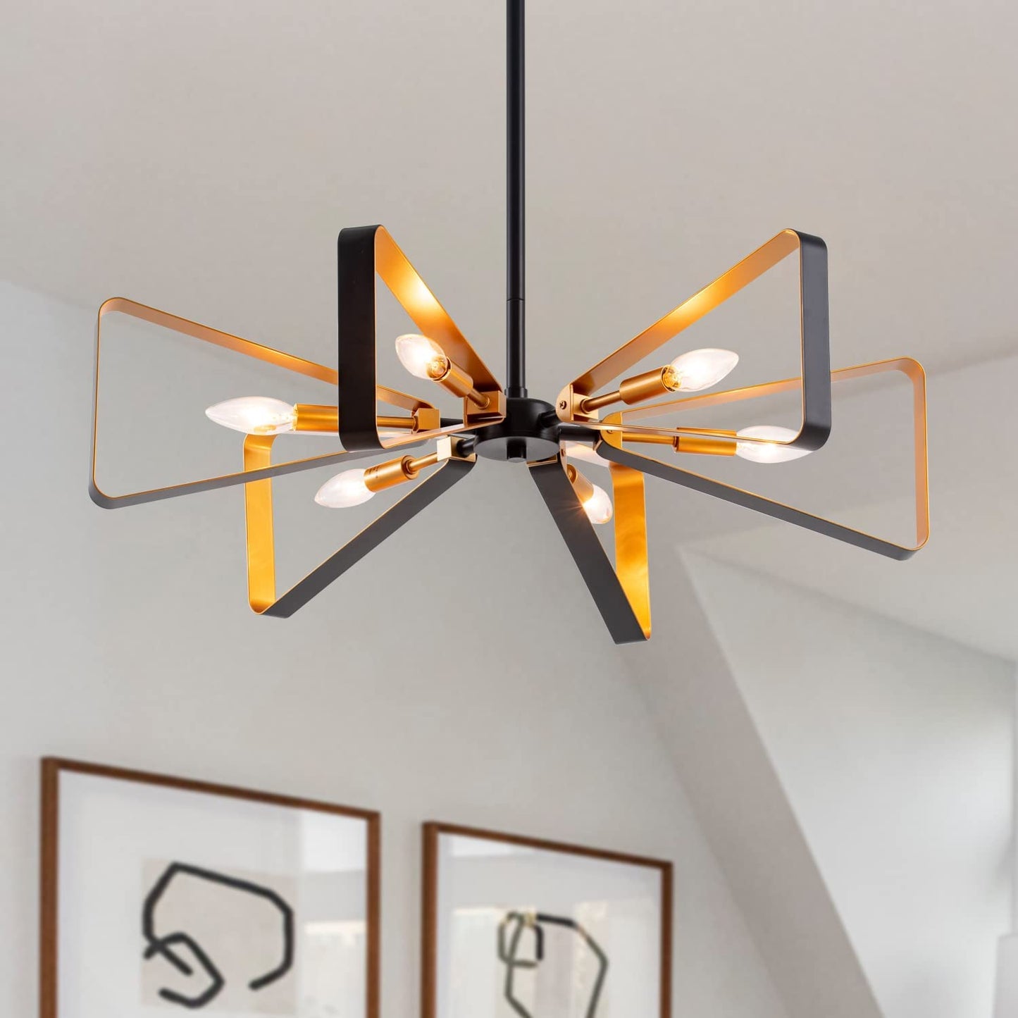 Matt Black Hanging Chandelier Lighting Fixture
