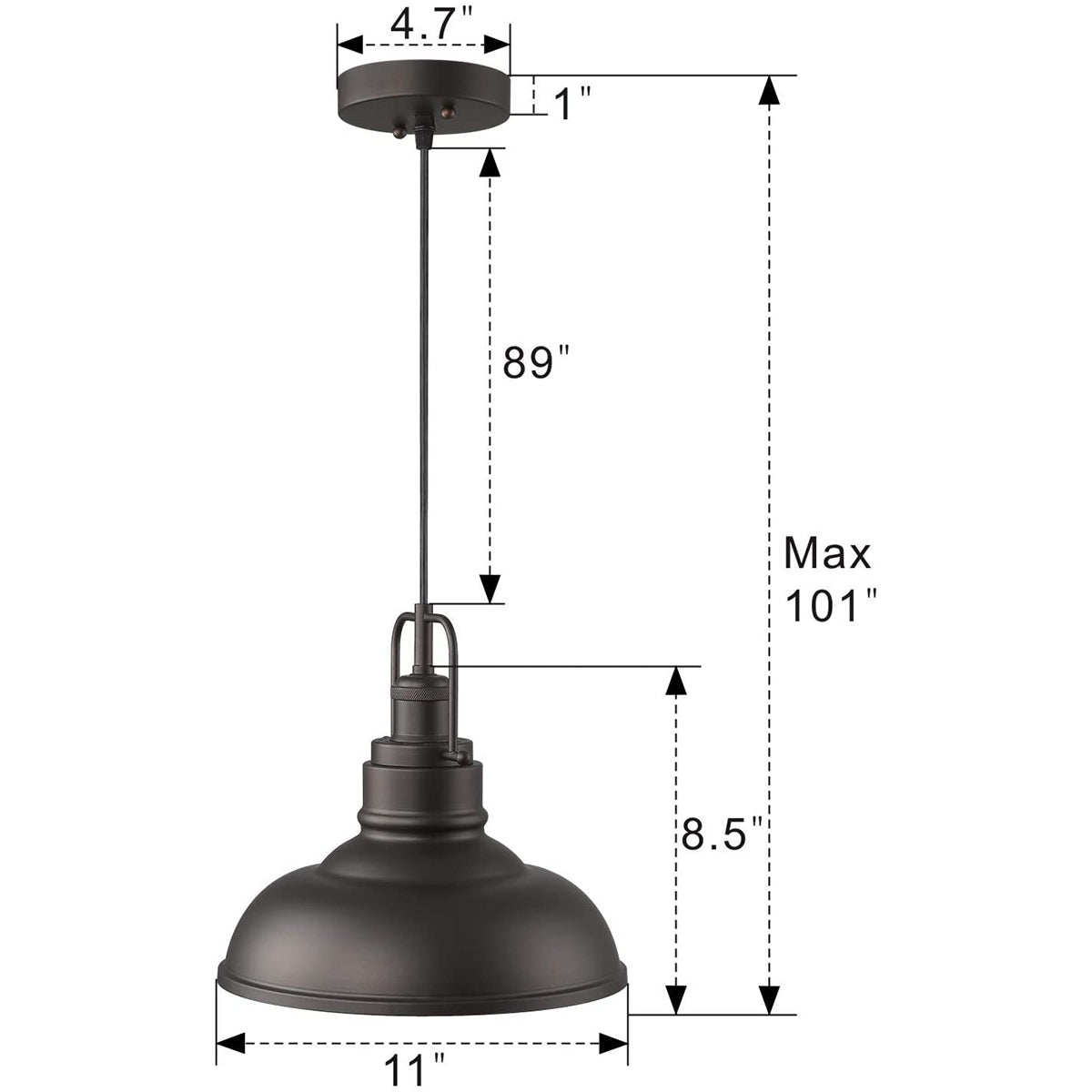 Farmhouse Pendant Light Industrial Hanging Light Fixture,11-inch