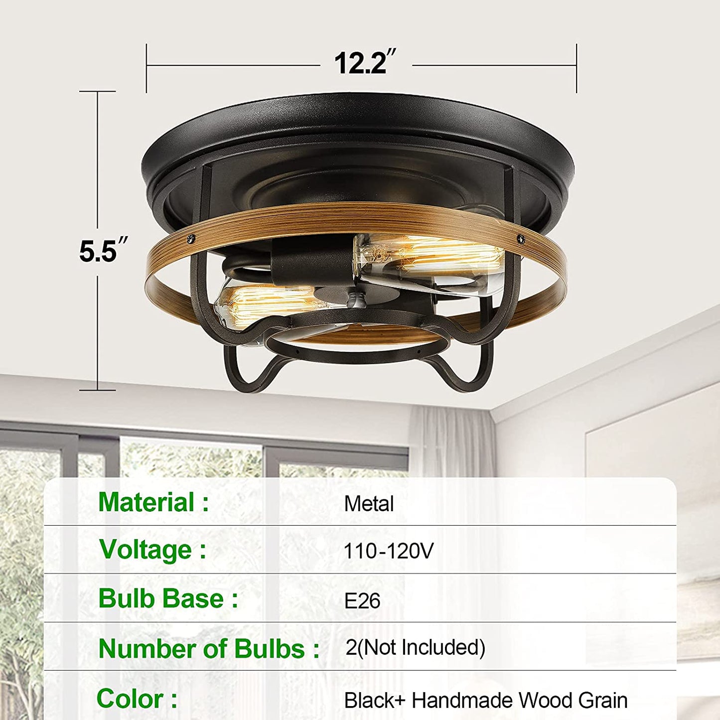 Farmhouse Flush Mount Ceiling Light Fixture