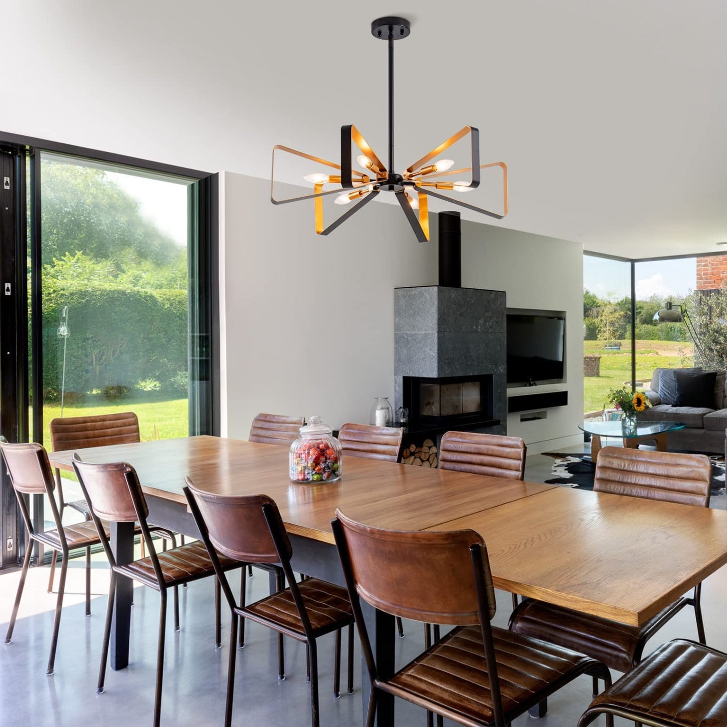 Matt Black Hanging Chandelier Lighting Fixture