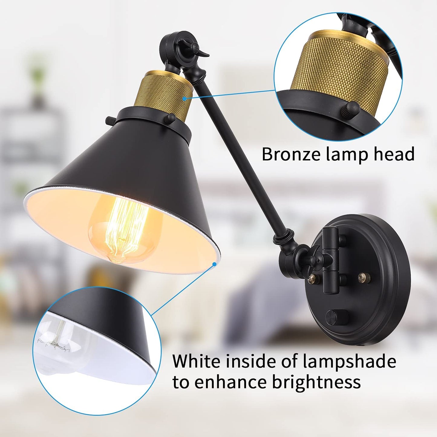 Dimmable Wall Sconce Plug in.