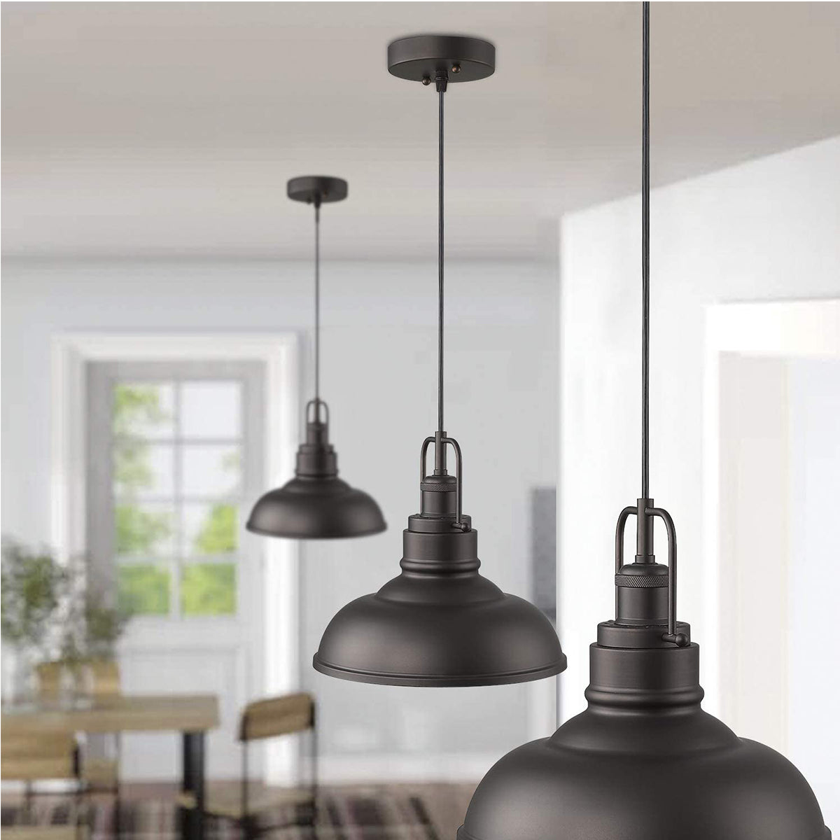 Farmhouse Pendant Light Industrial Hanging Light Fixture,11-inch