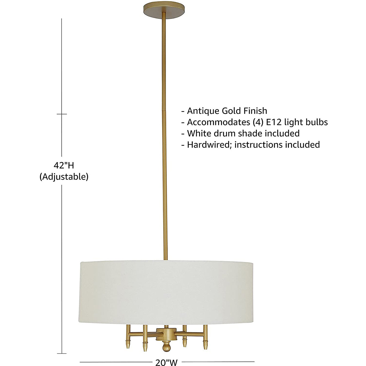 Gold Contemporary Pendant Chandelier,20 x 20 x 42 Inches