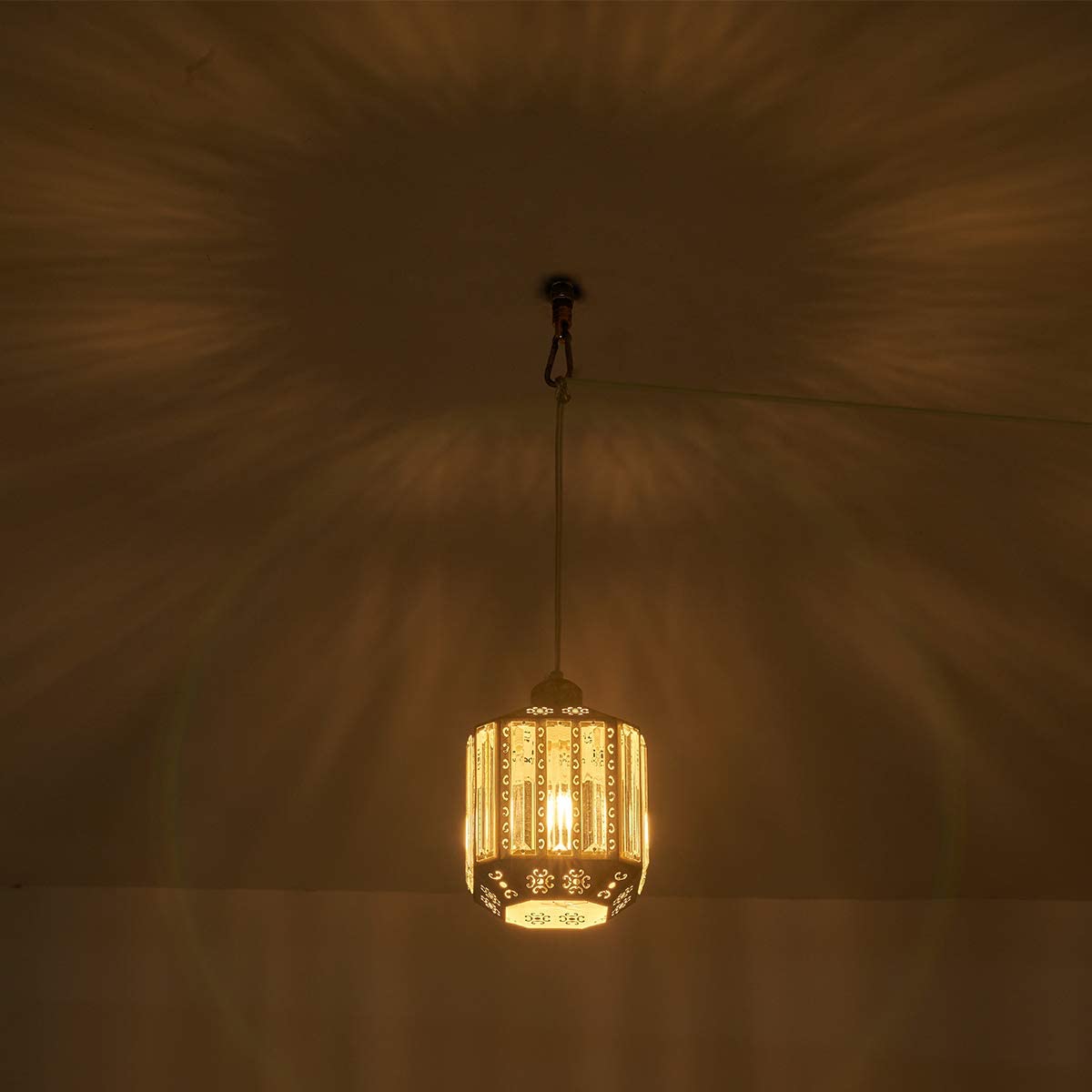 Crystal Rustic Hanging Pendant Light Plug in 16.4 FT
