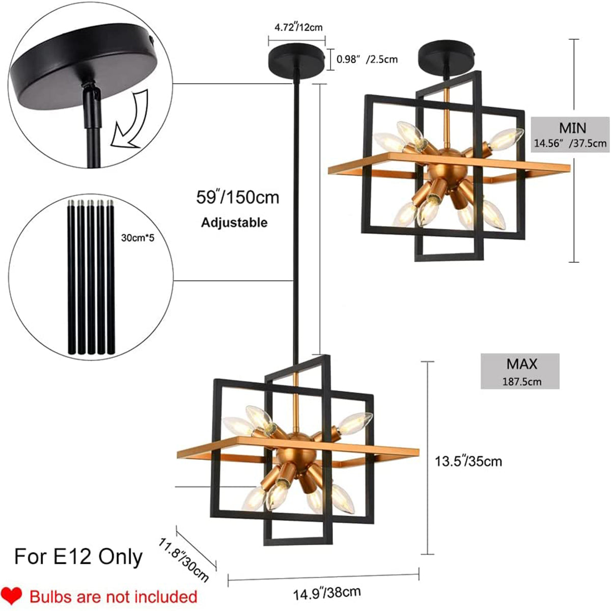 Black Metal Lantern Chandeliers