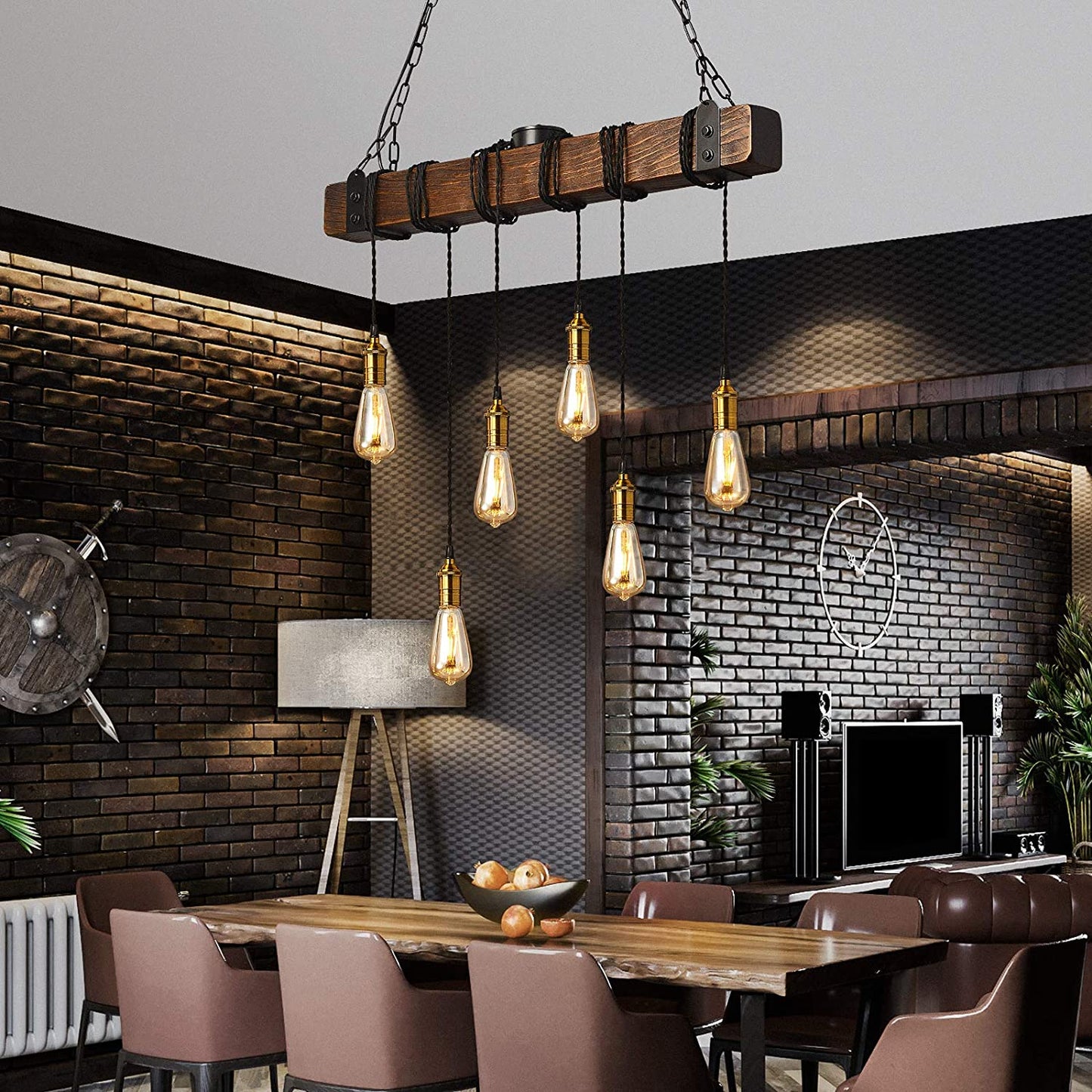 6 Lights Farmhouse Chandelier Rustic Pendant Lighting