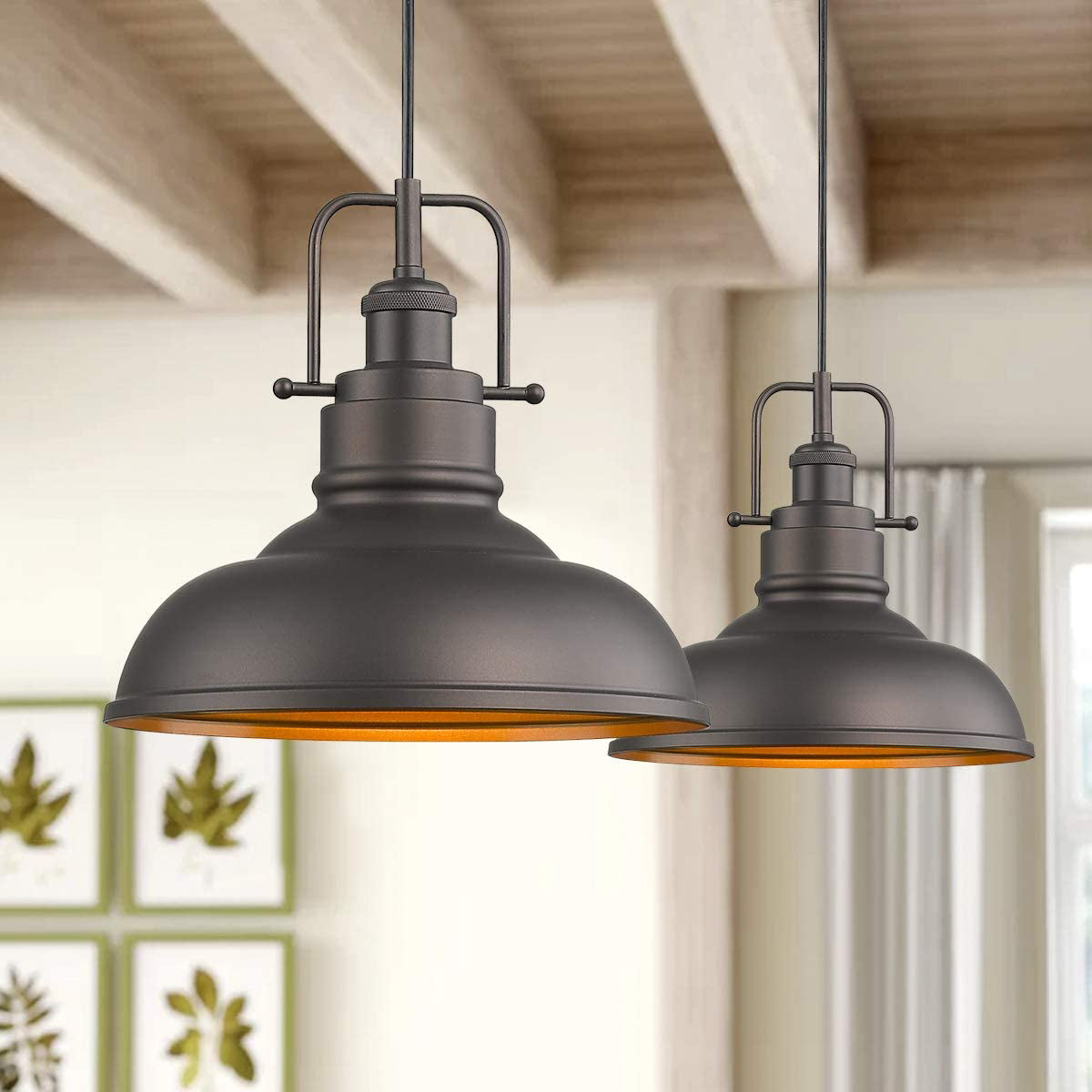 Farmhouse Pendant Light Industrial Hanging Light Fixture,11-inch