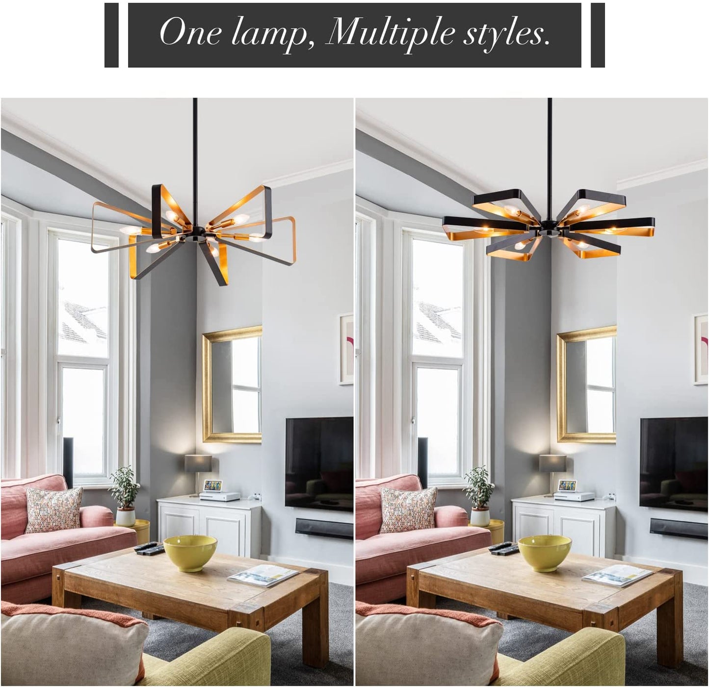 Matt Black Hanging Chandelier Lighting Fixture