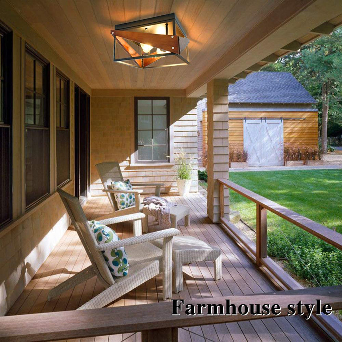 2-Light Industrial Flush Mount Light Fixtures