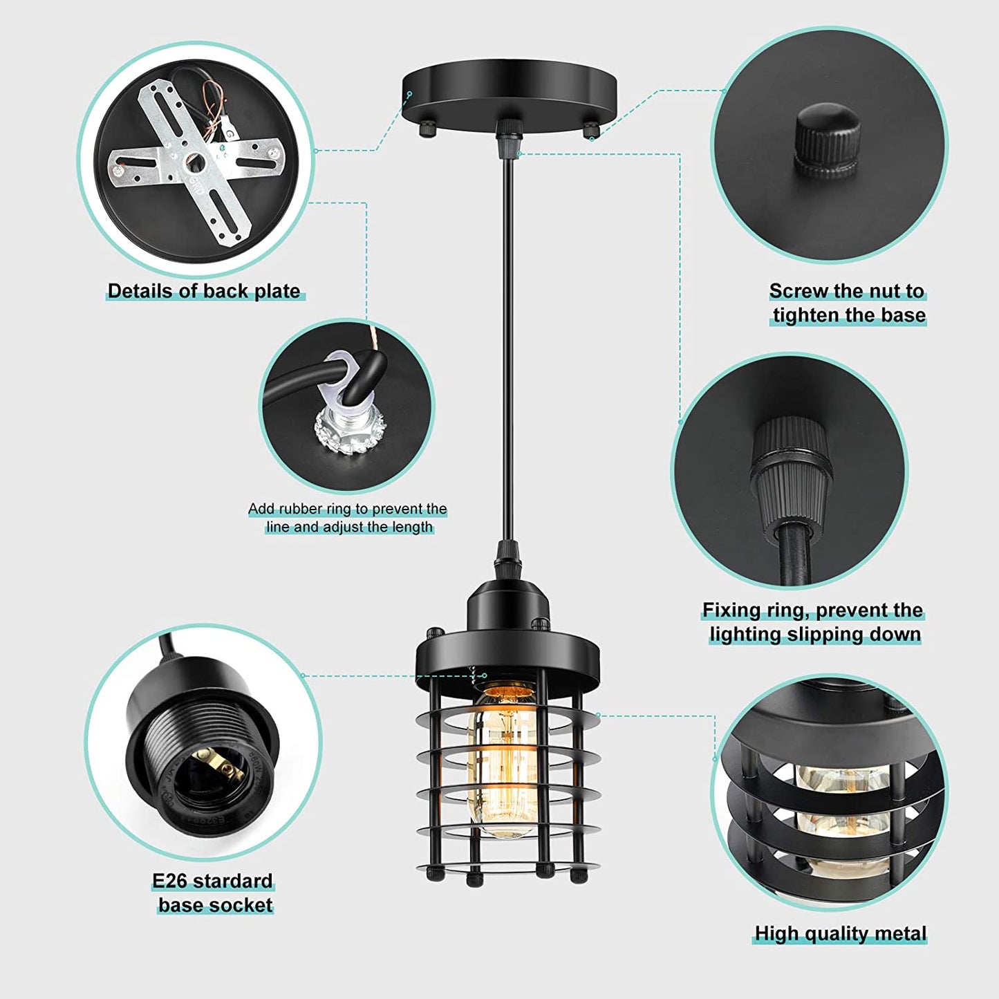 3 Packs Industrial Pendant Lighting