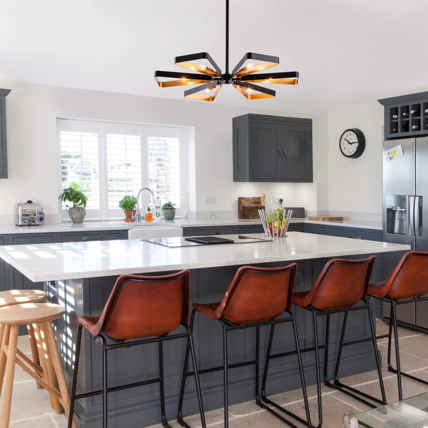 Matt Black Hanging Chandelier Lighting Fixture