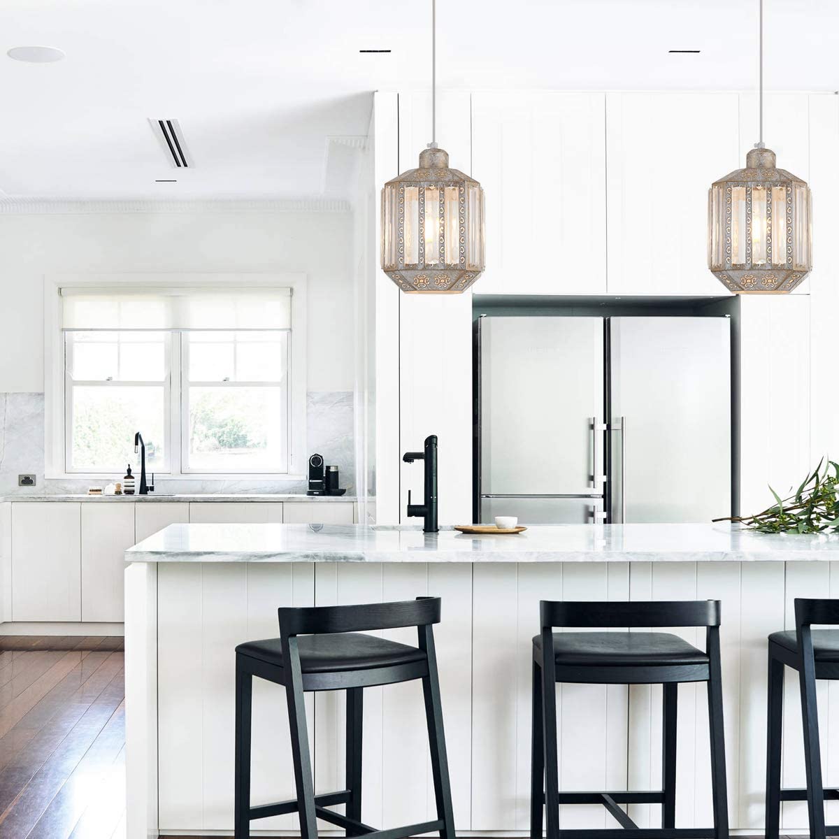 Crystal Rustic Hanging Pendant Light Plug in 16.4 FT