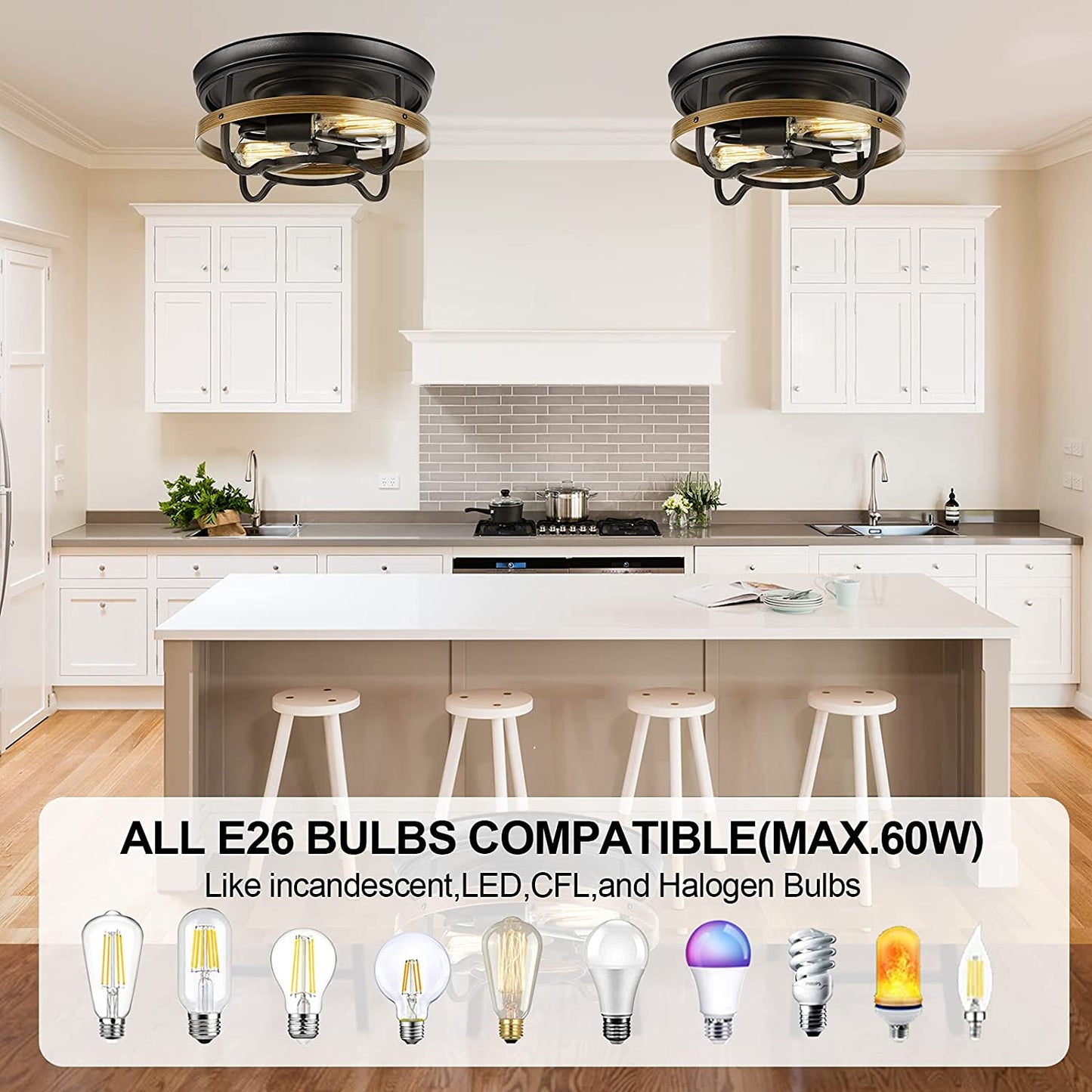 Farmhouse Flush Mount Ceiling Light Fixture