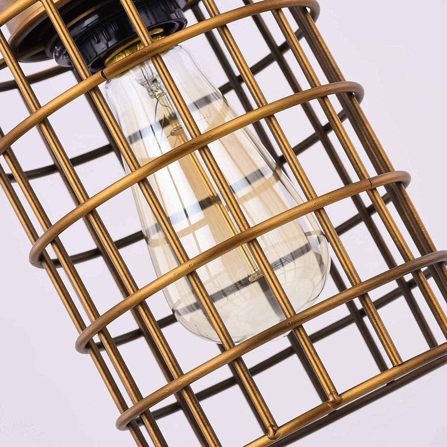 2 Pack Gold Cage Pendant Light with Plug in