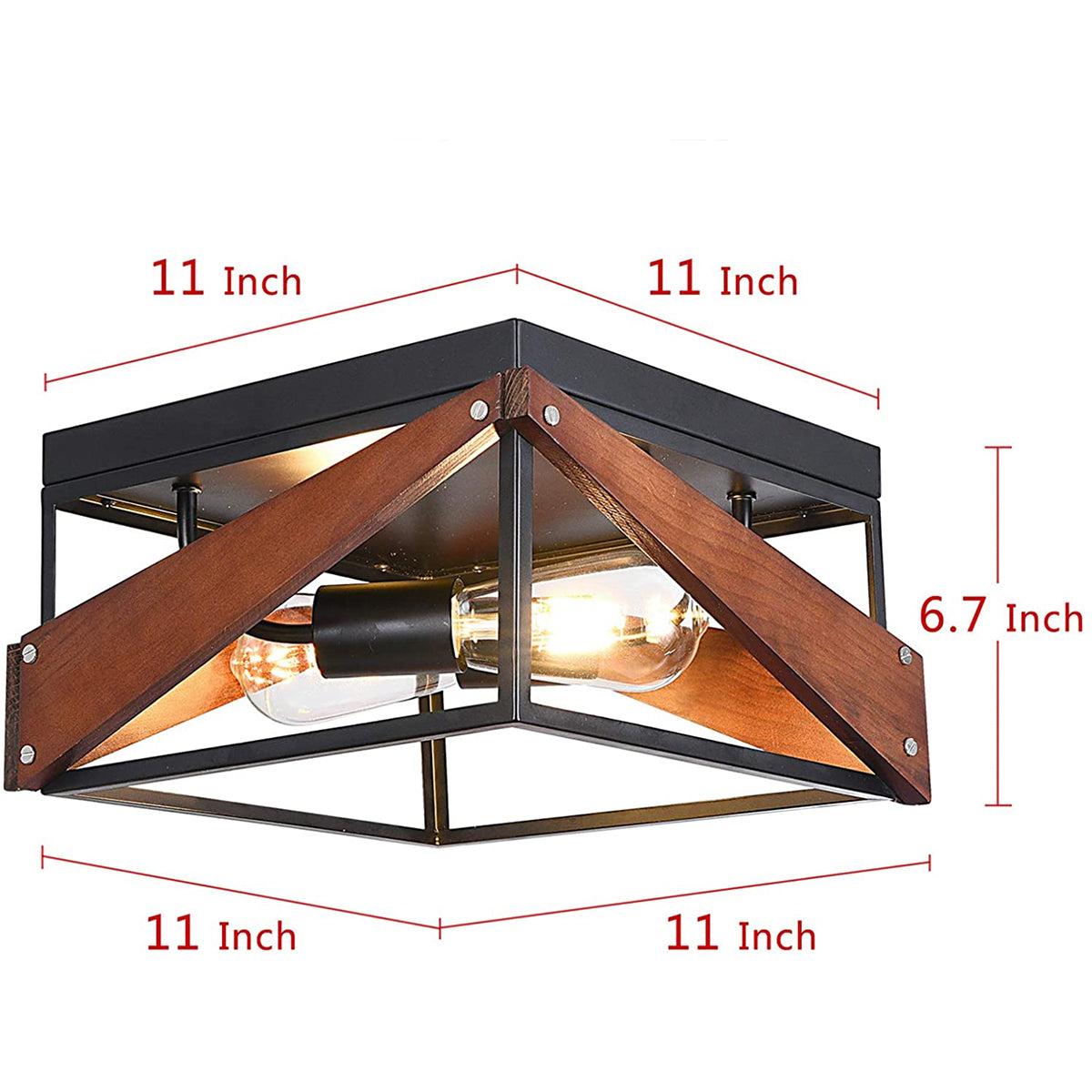 2-Light Industrial Flush Mount Light Fixtures