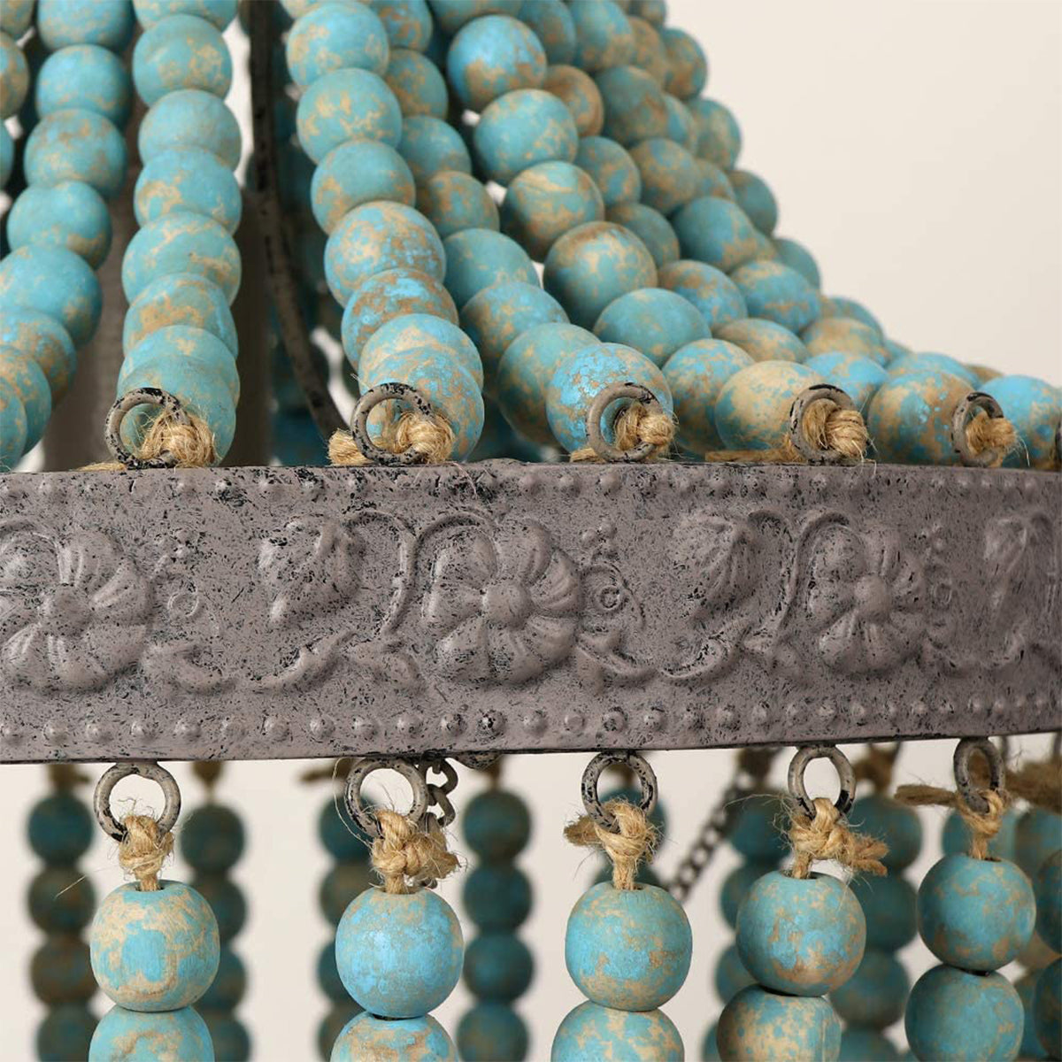 Blue Wood Bead Chandelier Pendant light,plug in