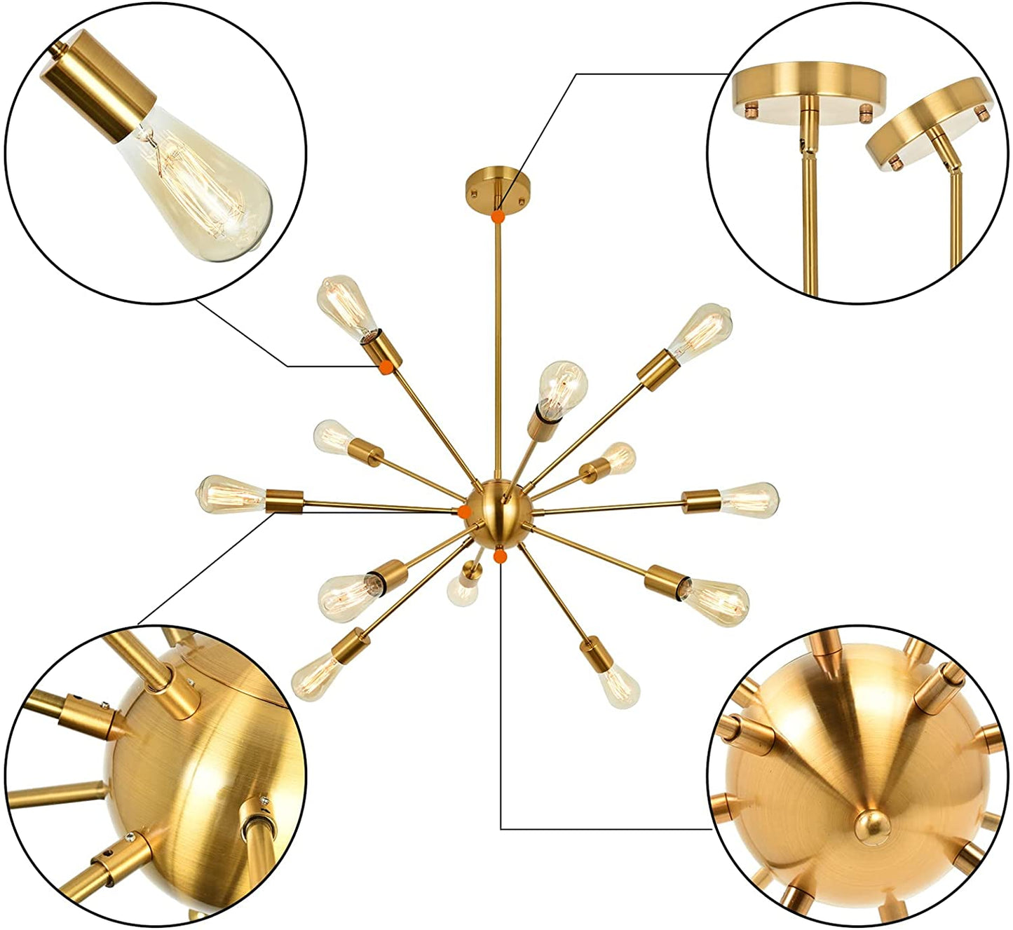 Sputnik Light Fixture Gold Chandelier