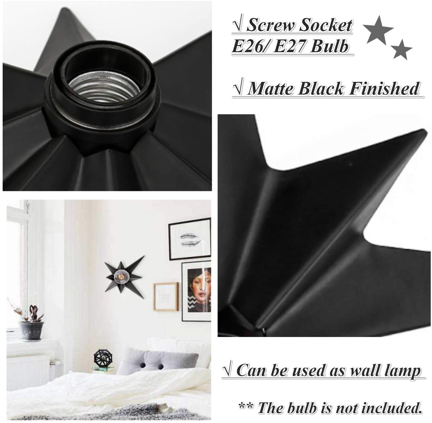 Black Star Mount Ceiling Light Fixture