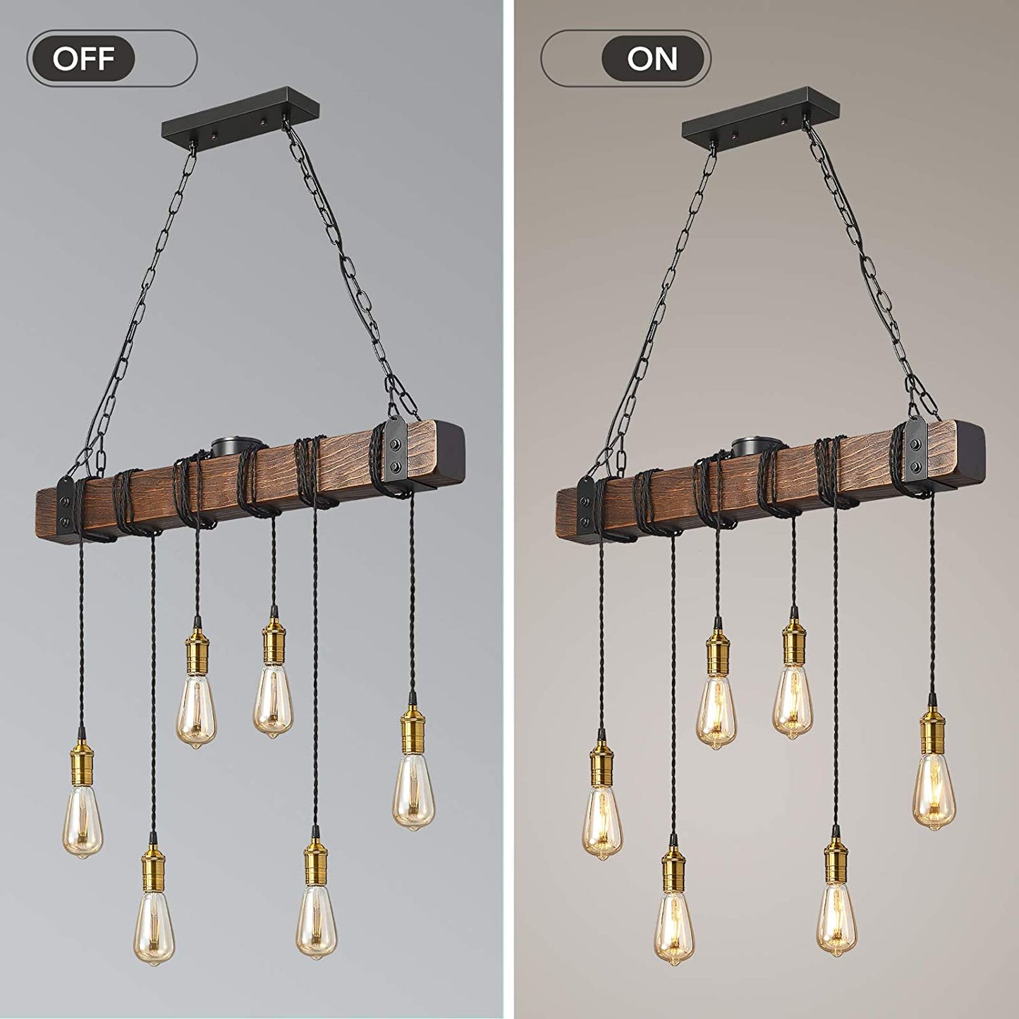 6 Lights Farmhouse Chandelier Rustic Pendant Lighting