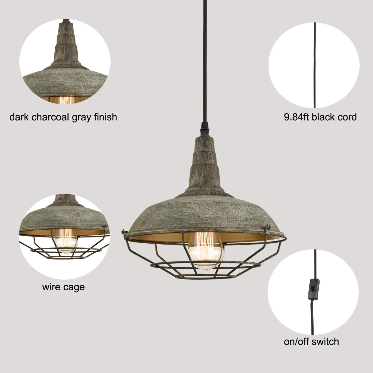 Farmhouse Plug in Pendant Light