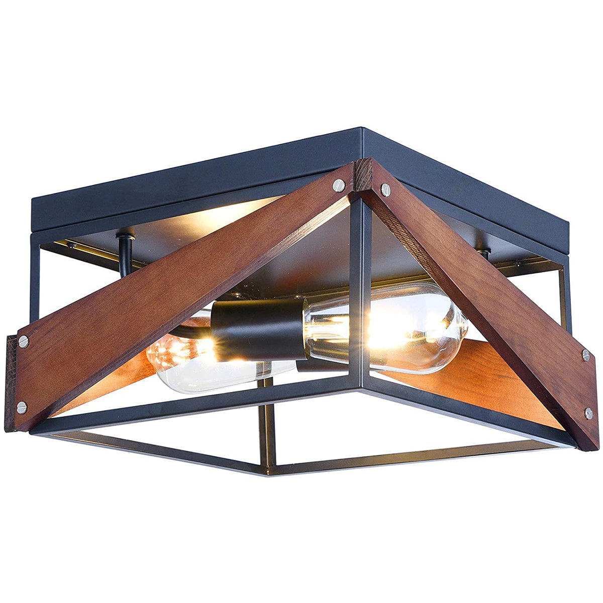 2-Light Industrial Flush Mount Light Fixtures