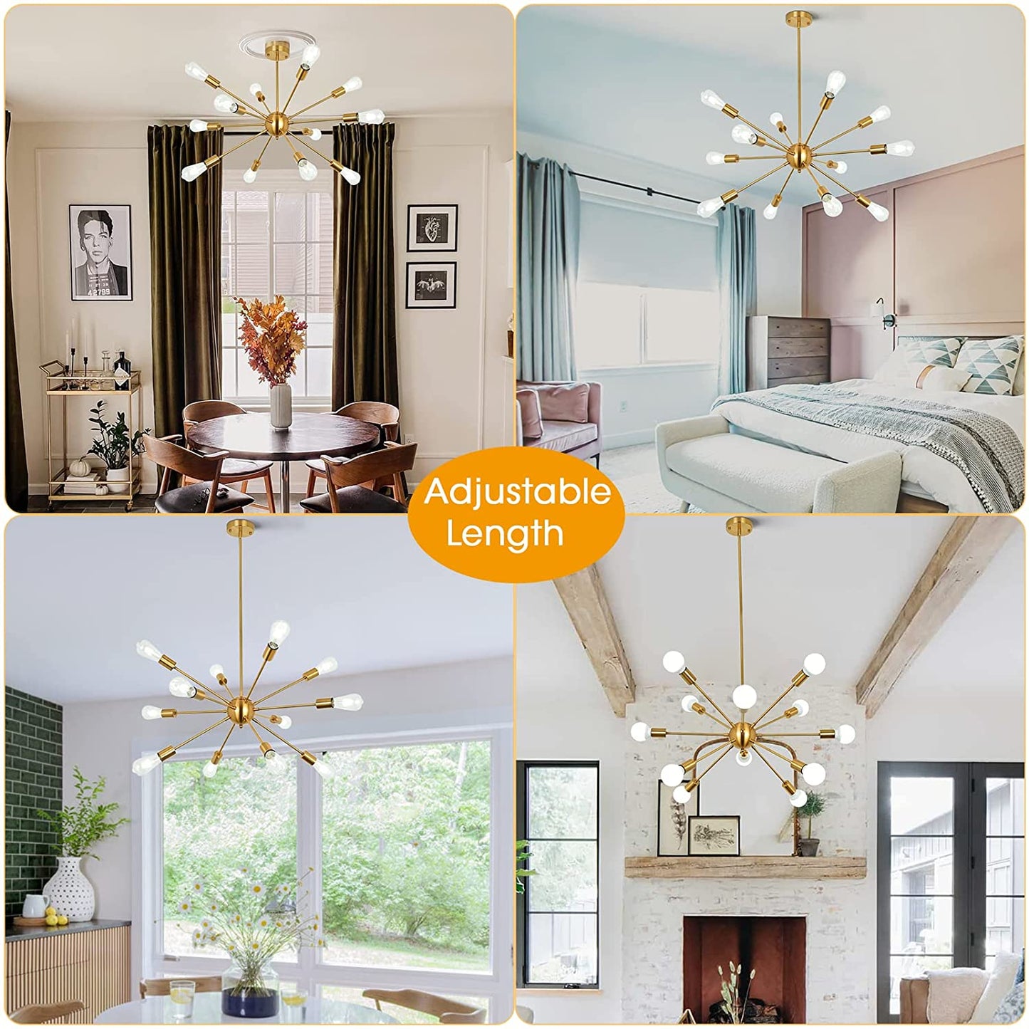 Sputnik Light Fixture Gold Chandelier