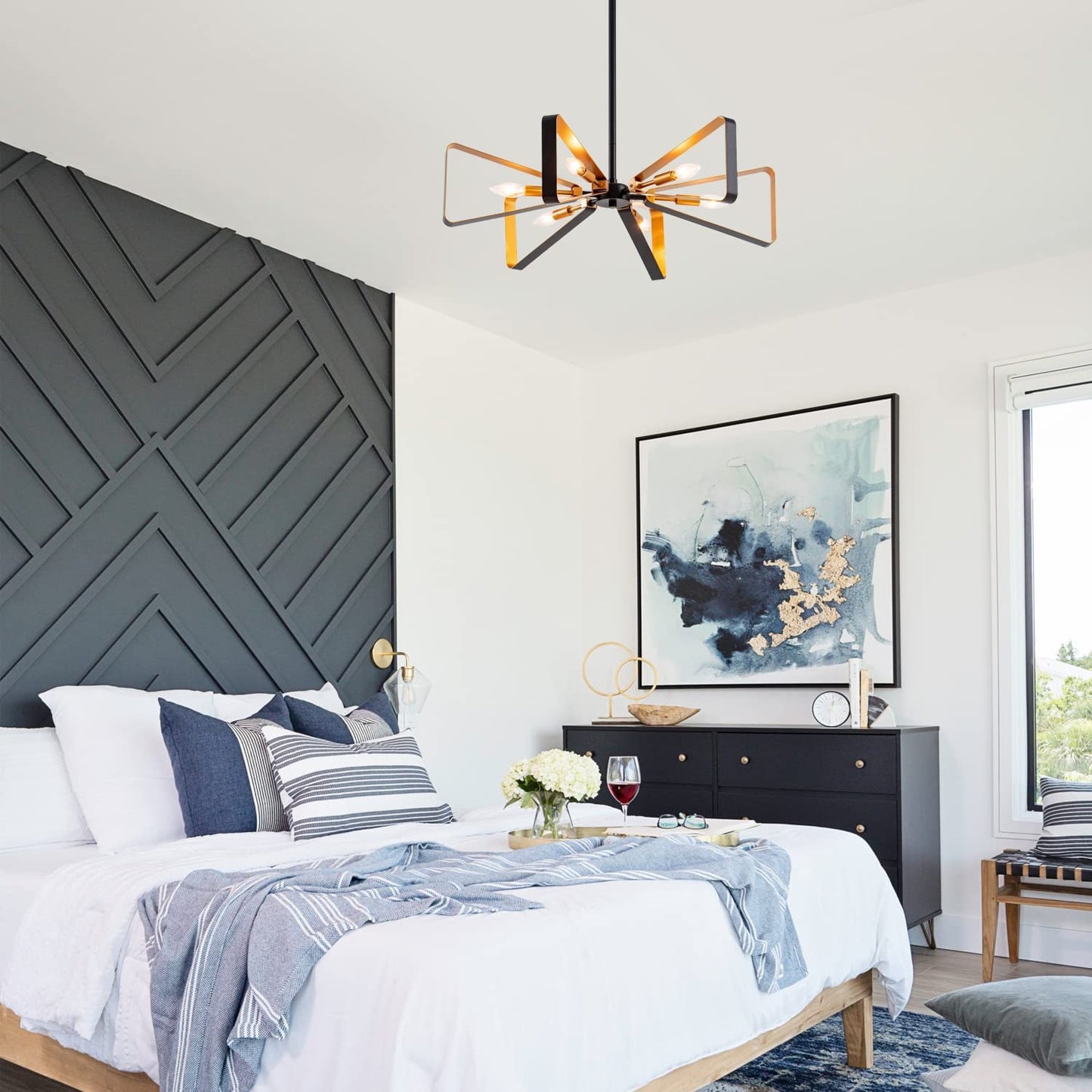 Matt Black Hanging Chandelier Lighting Fixture