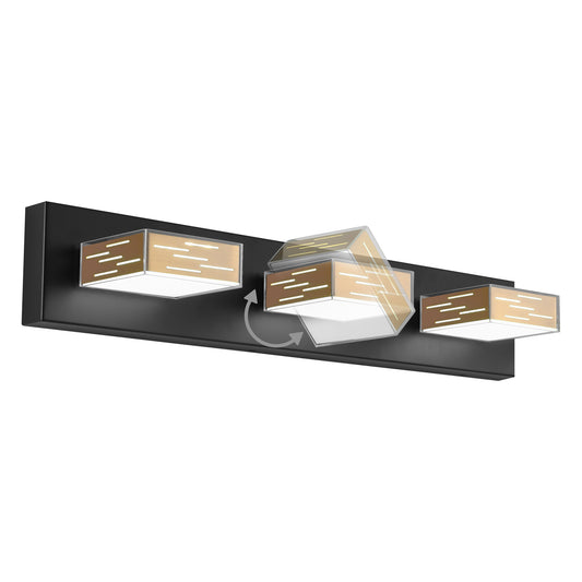 WOSBO Bathroom Vanity Light Fixture, Dimmable LED Modern Golden Black Matte Wall Lighting Over Mirror 3 Lights