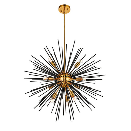 10-Light 26" Antique Brass Pendant