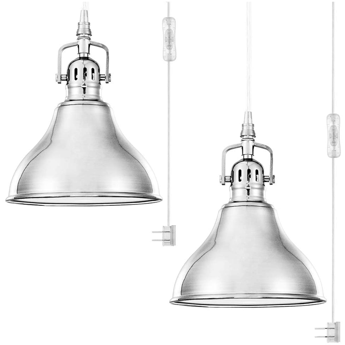 Brushed Nickel Finish Modern Metal Hanging Light