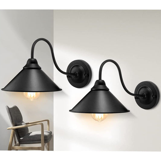 Black Industrial Wall Sconces(2PACK )