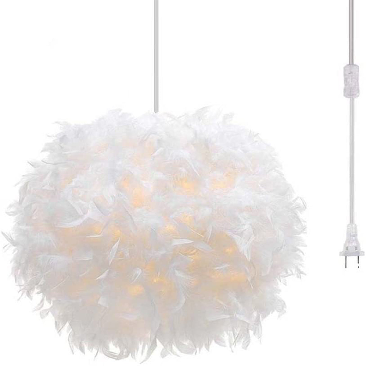 White Feather Plug in Pendant Light