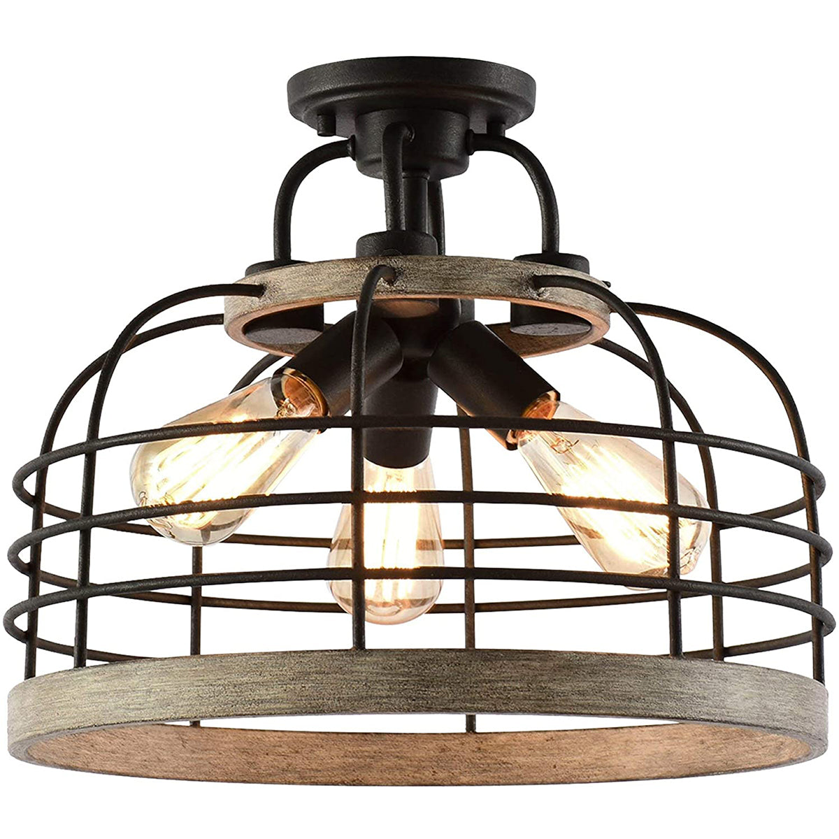 Industrial Farmhouse Semi Flush Pendant Light