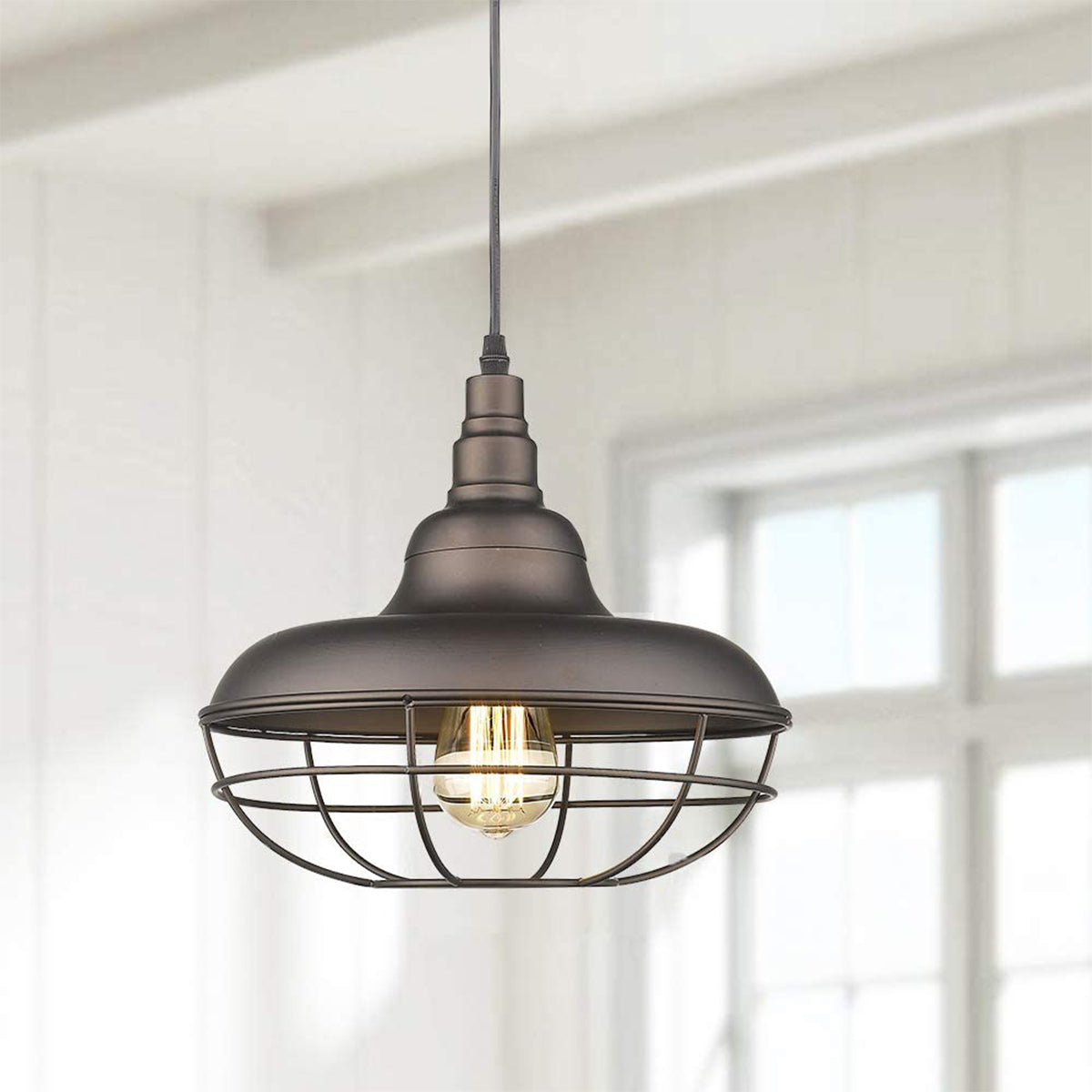 Industrial Metal Cage Pendant Light