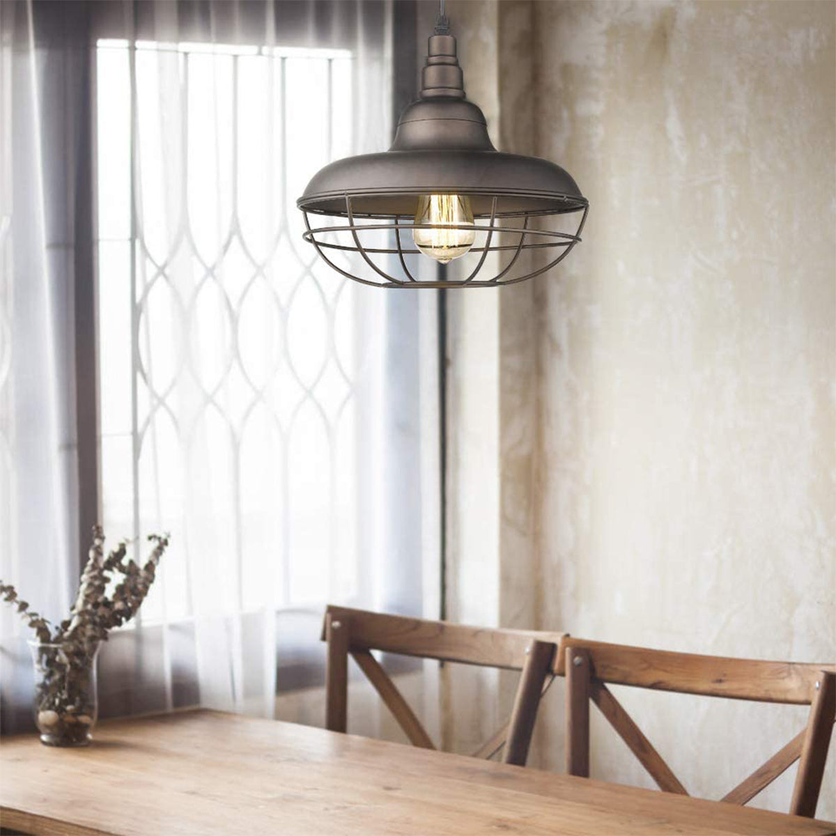 Industrial Metal Cage Pendant Light