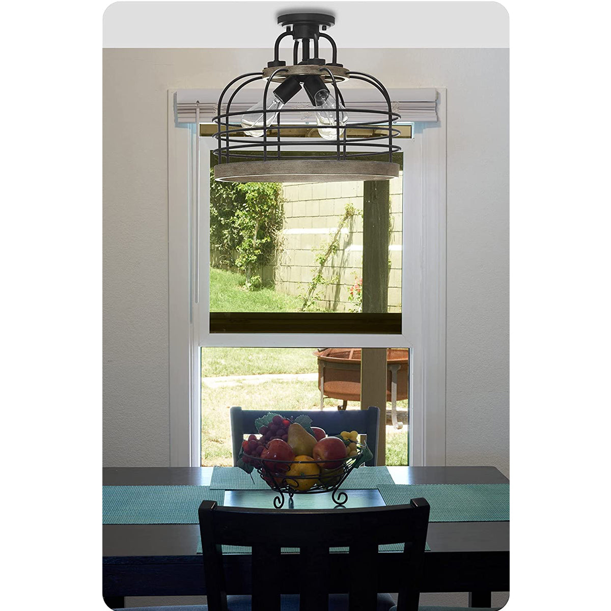 Industrial Farmhouse Semi Flush Pendant Light