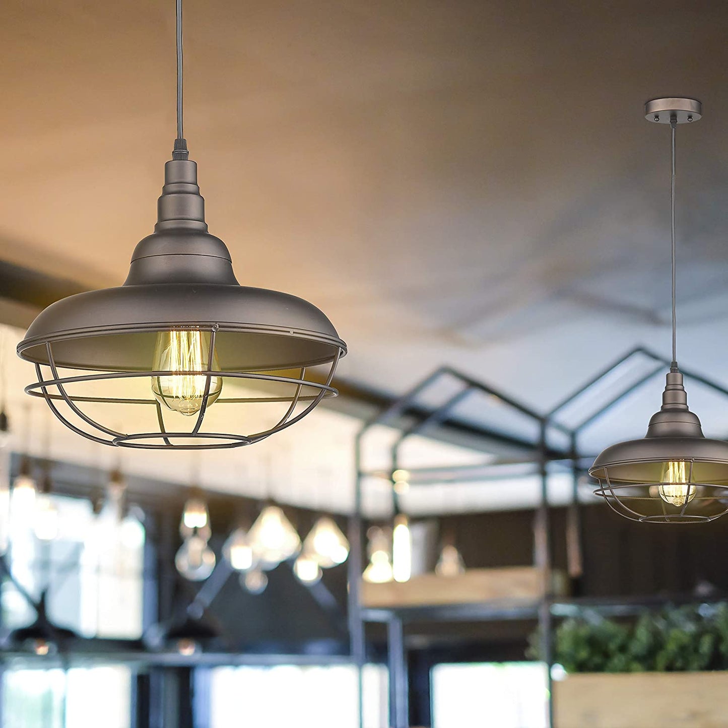 Industrial Metal Cage Pendant Light