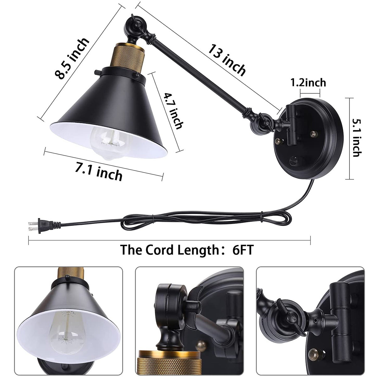 Dimmable Wall Sconce Plug in.