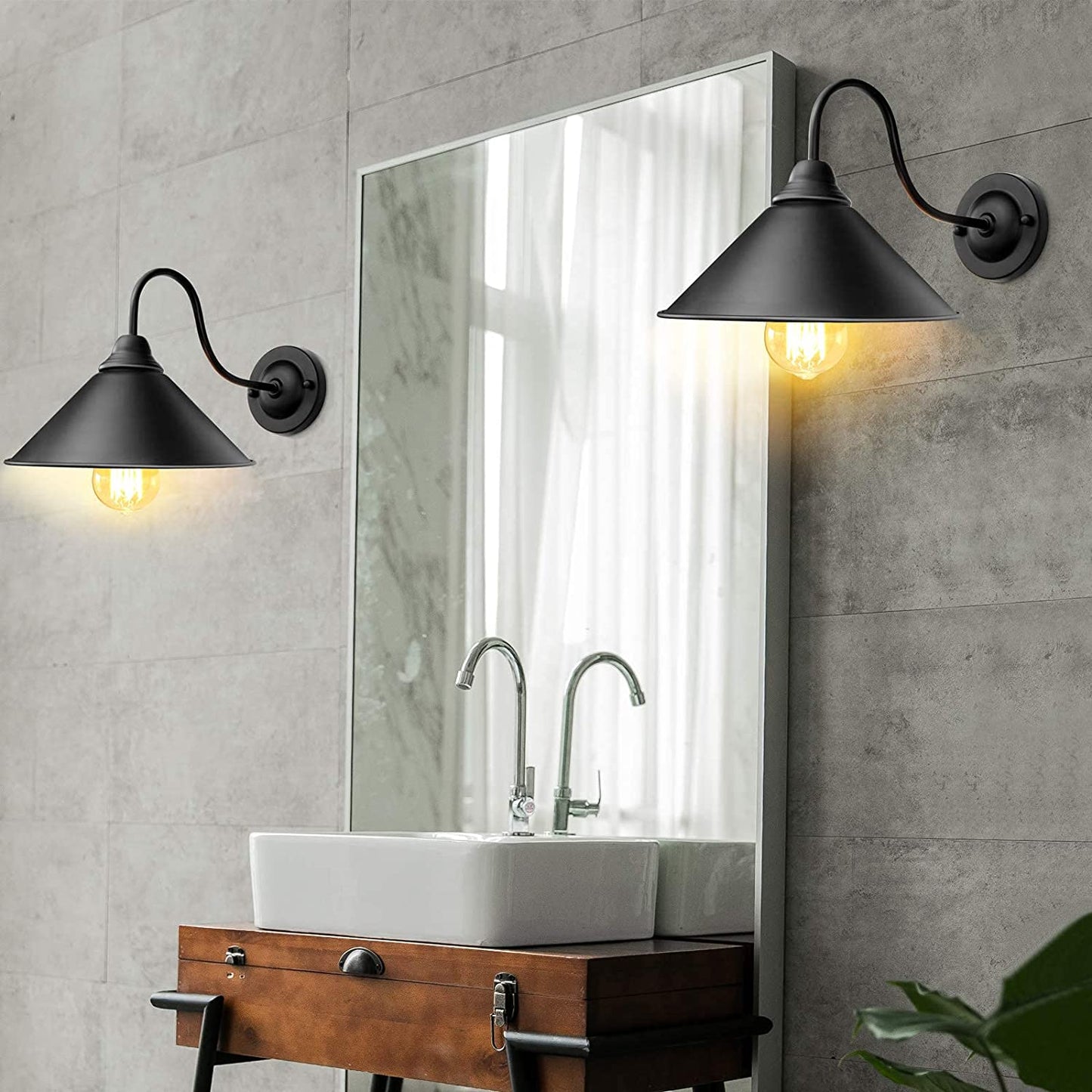 Black Industrial Wall Sconces（2PACK ）