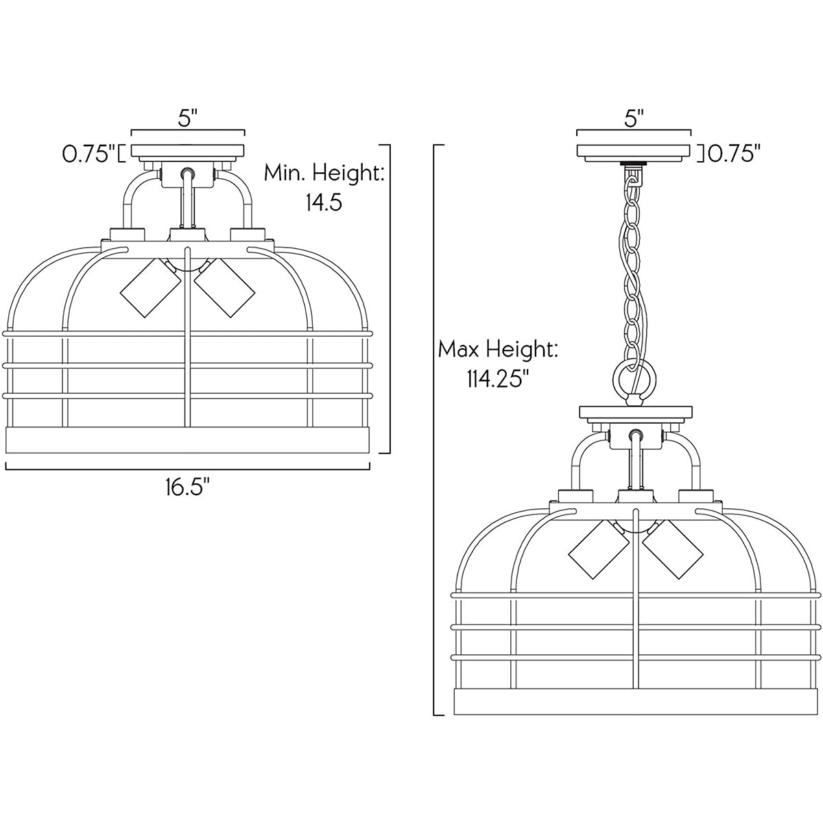 Industrial Farmhouse Semi Flush Pendant Light